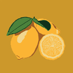 Colorful textured lemon. Half of lemon. Exotic citrus. Lemons background