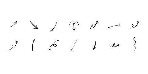 Arrows set icons. Set different arrows or web design. Symbols that show directions. Vector illustration isolated on white background.