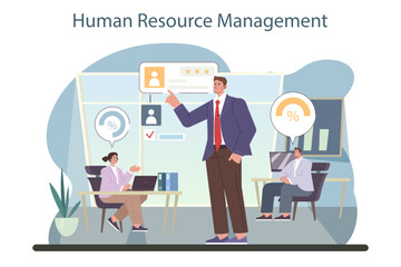 Naklejka na ściany i meble Human resources management. Recruitment and personnel management. HR