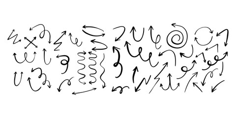 Arrows set icons. Set different arrows or web design. Symbols that show directions. Vector illustration isolated on white background.