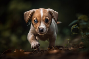 image of a cute little and cuddly puppy walking illustration, picture, wallpaper(AI generated)