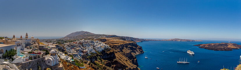 Great panorama of Fira city and sea view