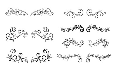 Obraz premium Set of ornament for lace border, floral ornaments decoration swirl isolated, Vintage design ornament
