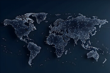 Planet Earth Map Made With Dots on Dark Blue Background: AI Generated Image