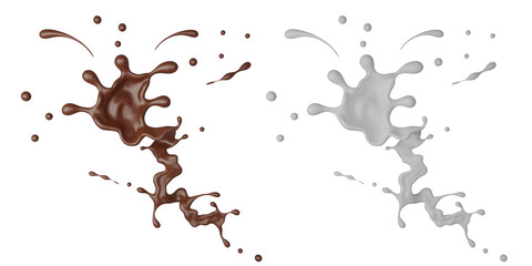Milk and Chocolate splash png file , 3D Rendering, 3D illustration