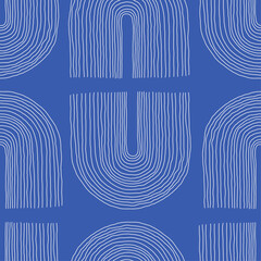 Trendy minimalist seamless pattern with abstract creative hand drawn composition