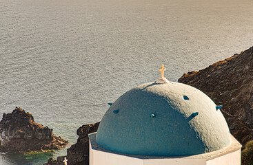 A blue dome in Santorini