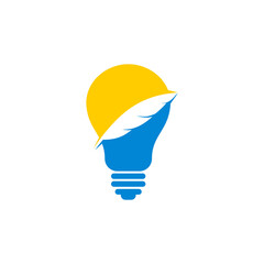 Light bulb with feather icon isolated on transparent background