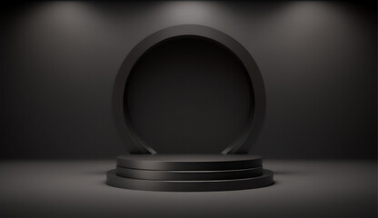 A modern black podium to showcase your product's innovation