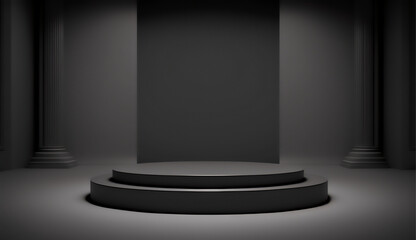 Black pedestal for a professional product presentation