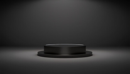 Shiny black display stand for product promotion