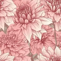 Gordijnen seamless sharp line flower pattern, ai generated © dasom