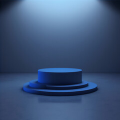 Blue display stand for beauty products