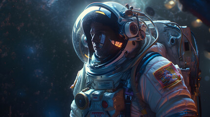 Obraz na płótnie Canvas astronaut in space with planets around, generative ai