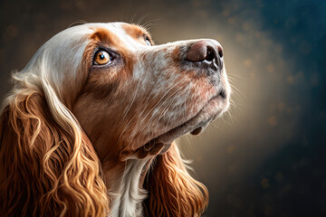 cocker spaniel dog portrait isolated on gray background. Generative AI
