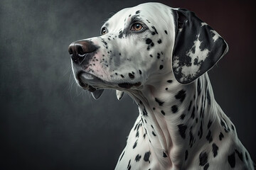 dalmatian dog portrait isolated on gray background. Generative AI