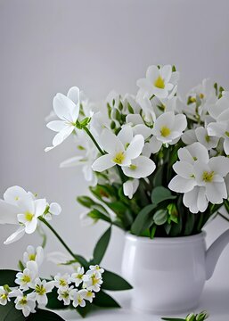 white flowers in a vase, generative AI 