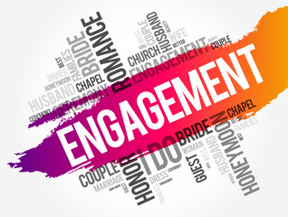 Engagement word cloud collage, concept background