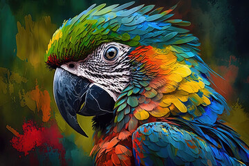 portrait of a colorful parrot isolated. Generative AI