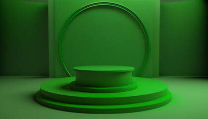A stylish and functional green pedestal for your product display