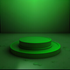 Green podium for highlighting merchandise