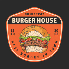 Burger house colorful vintage logotype