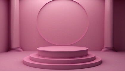 A playful and eye-catching pink stand to showcase your product's fun side
