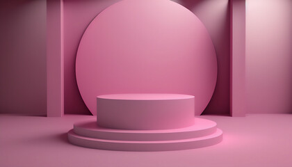 Fototapeta na wymiar A vibrant pink pedestal for your product display