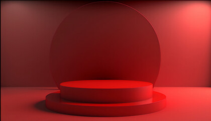 A bold and striking red podium for your product display