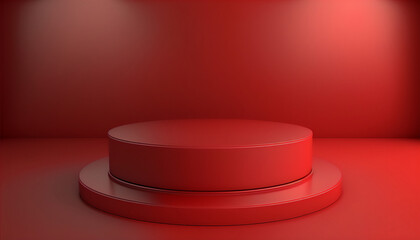 A sleek and sophisticated red product pedestal for your display needs