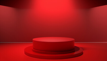 Fototapeta premium Add some drama to your product display with a bold red pedestal