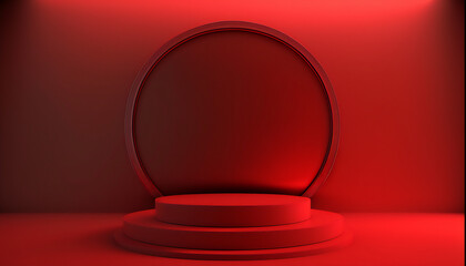 A captivating red platform to display your product in style