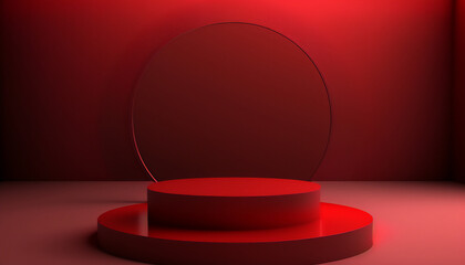 A captivating red stage to showcase your product's versatility