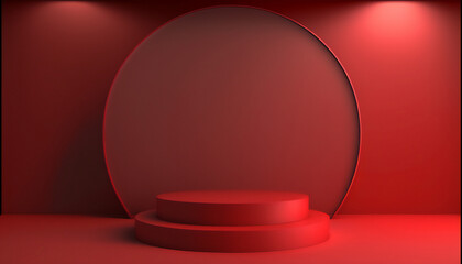 A sleek and modern red pedestal to complement your branding