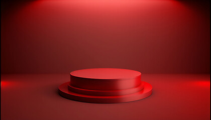 A captivating red podium to showcase your product's innovation