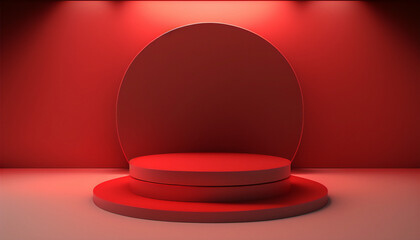 A stunning red podium to showcase your products