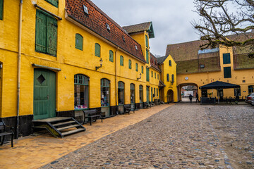 Naklejka na ściany i meble Assens medieval city small backyards, Denmark
