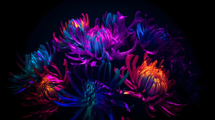 Purple chrysanthemums background. Generative AI