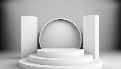 Fototapeta premium A contemporary white podium for your trendy merchandise