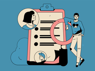 Job Interview People Flat Vector Concept Operation Hand Drawn Illustration
