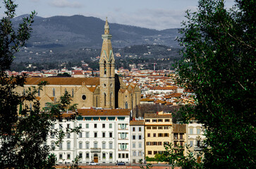 Naklejka premium Panorama of Santa Maria Novella Church from Michelangelo Square stock photo