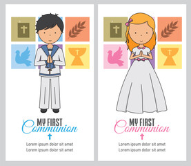 set of two communion cards for a girl and a boy