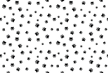 Cat Or Dog Paw Pattern Background. Wallpaper. Vector Illustration