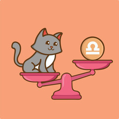 Cat Zodiac Libra T-Shirt Design