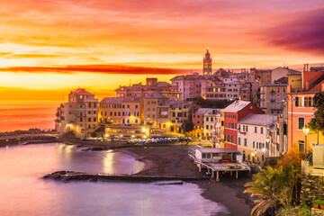 Bogliasco, Genoa, Italy Town Skyline on the Mediterranean Sea