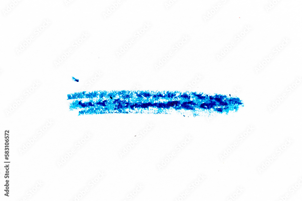 Sticker Blue color crayon hand drawing in line shape on white paper background