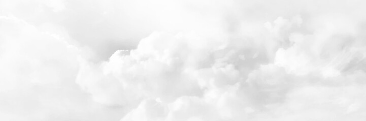 Panorama view white cloud background and texture, cloudy weather forecast, grey sky