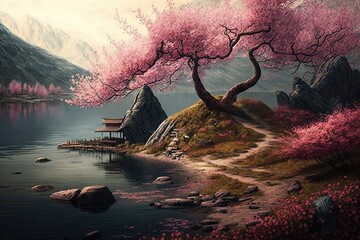 Sakura Cherry Blossom Landscape