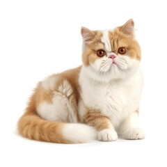 Obraz premium Cat Exotic Shorthair Mix on White Background ,Generative AI.