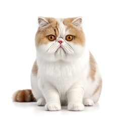 Obraz premium Cat Exotic Shorthair Mix on White Background ,Generative AI.
